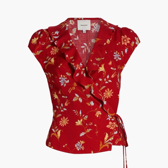 Reformation Tops - Reformation Floral Clemence Wrap Blouse in floral